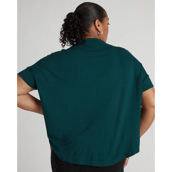 Universal Standard Petra Liquid Jersey Top Dolman High Neck Forest Green 3XS - Picture 2 of 14